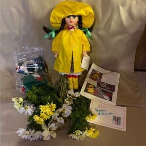 Madame Alexander Doll in Yellow Raincoat with White Flowers